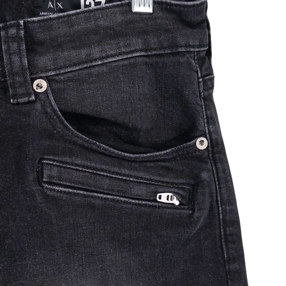 NWT Armani Exchange Mens 33x31 Black J27 Skinny Biker Moto‎ Jeans Stretch Denim